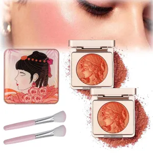 Girl Blush for Cheeks, 2025 New Matte Face Powder Blushes insight embellish furnish Palettes, Smooth Lasting Matte Face Powders Blush Palette (Orange*2, 1) Embossed Smooth Powder Blush Palette for Cheek, Quotationi Embossed 