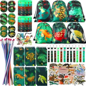 Girl Gift Reward Paterr 142 Pcs Reptile Birthday Party Supplies genre dazzlingly Decorations Reptile Party Favors Bags Silicone Bracelet Wristbands Keychains Mini Notebooks Pencils Badges Stickers for Boy 