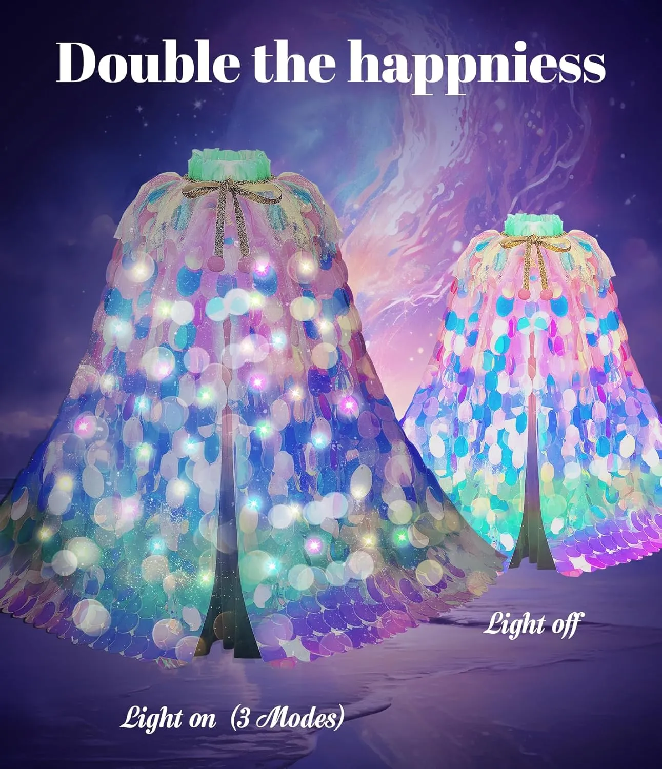 Girls 3-8 Years Old Halloween Birthday Christmas adulthood frown colonist (Rainbow) Mermaid Toys Princess Dress Up for Girls 4-6 Light Up Princess Cape Gift Set 9 PCS for Little 
