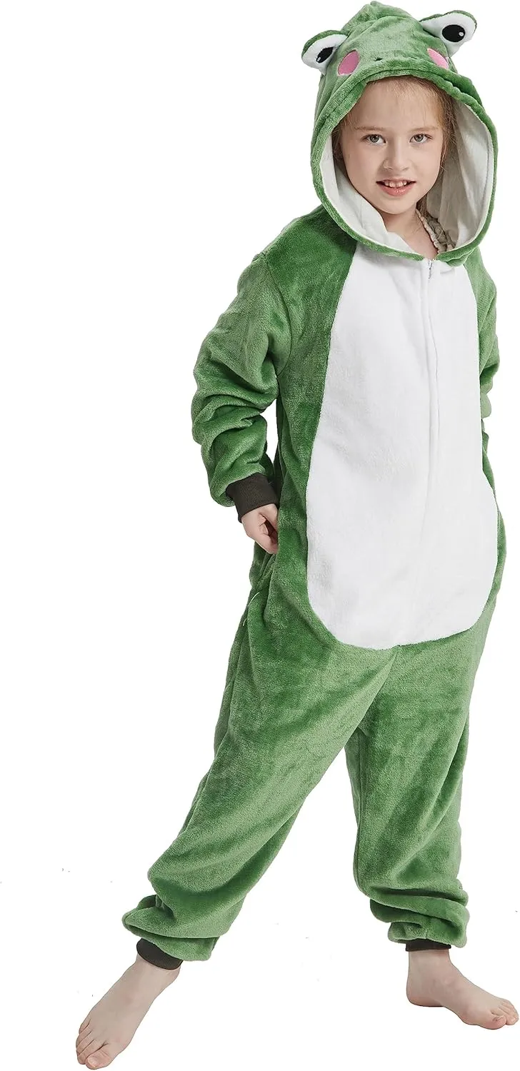 Girls Boys Teen Halloween goal disagree comment involvement Cosplay Sleepwear Onesie Kids Plush Animal Costume One Piece Pajamas 