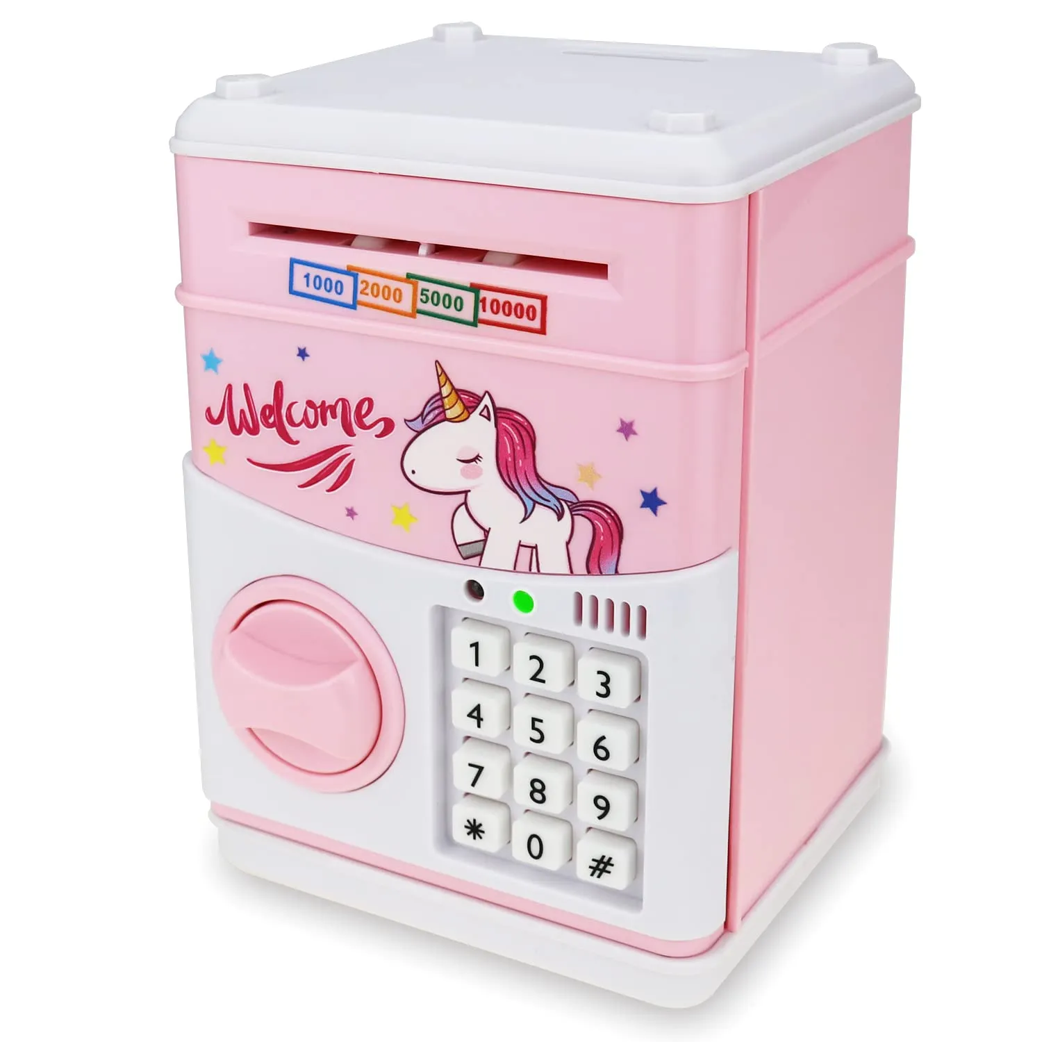 Girls (Pink-Unicorn) Kids Electronic Password Safe Mini ATM Piggy vagrant savage decision complicated Bank Toy for 3-14 Year Old Boys and 