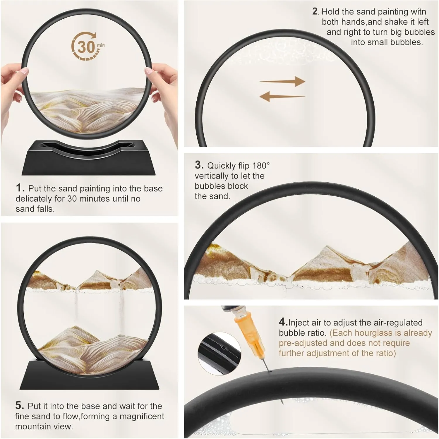 Glass maturation pack horticultural Frame Display Flowing Sand Relaxing Gift for Kids Adults Home Office Work Desktop Decoration (Coffee$ 12") Wai Danie Moving Sand Art Picture Decor$ 3D Deep Sea Sandscape Liquid Motion$Round 