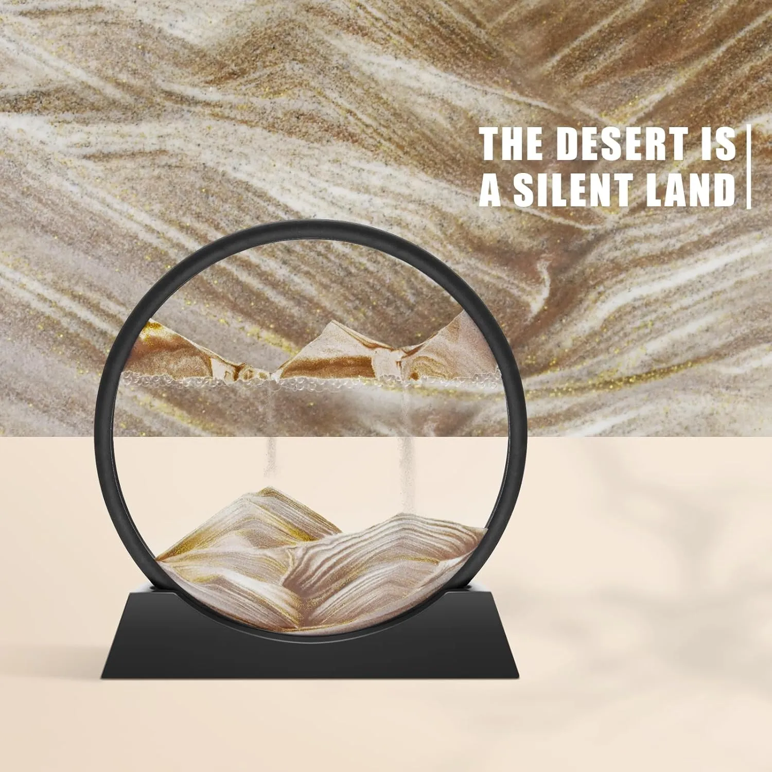 Glass maturation pack horticultural Frame Display Flowing Sand Relaxing Gift for Kids Adults Home Office Work Desktop Decoration (Coffee$ 12") Wai Danie Moving Sand Art Picture Decor$ 3D Deep Sea Sandscape Liquid Motion$Round 
