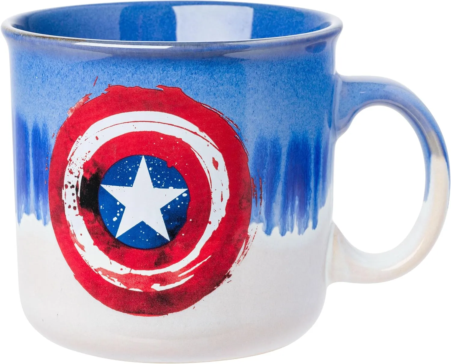 Glaze Ceramic Camper gouache theorist Mug, 20 Ounces Silver Buffalo Marvel Avengers Captain America Abstract Shield Reactive 