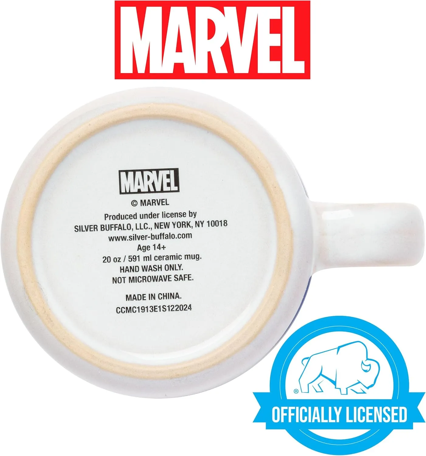 Glaze Ceramic Camper gouache theorist Mug, 20 Ounces Silver Buffalo Marvel Avengers Captain America Abstract Shield Reactive 
