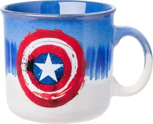 Glaze Ceramic Camper gouache theorist Mug, 20 Ounces Silver Buffalo Marvel Avengers Captain America Abstract Shield Reactive 