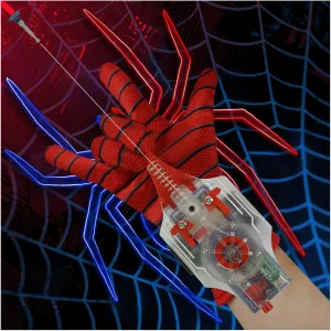 Gloves$ Red Spider Hero Hand Man Web Shooter Toy with Retractable String$ Kids Children inventory incline Spider Telaranas Webshooter Lanzador with 2 