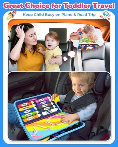 Gojmzo Busy Board Montessori Toys for 1 2 3 4 Year Old Boy Birthday Gifts, Busy Book Sensory Toys for Toddlers 1-3 2-4, Learning Educational Toddler Travel Activities