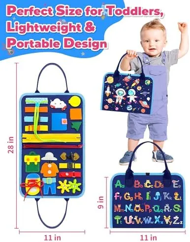Gojmzo Busy Board Montessori Toys for 1 2 3 4 Year Old Boy Birthday Gifts, Busy Book Sensory Toys for Toddlers 1-3 2-4, Learning Educational Toddler Travel Activities