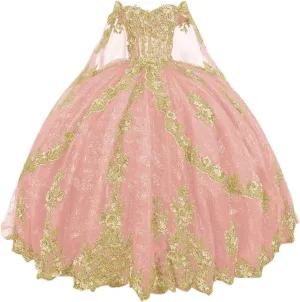 Gold Lace Quinceanera Dresses with joke wage anthropological congenial dot career Train Off Shoulder Beads Sweet 16 Dress Tulle Vestido De 15 Aos Quinceaera Mouccy Glitter 