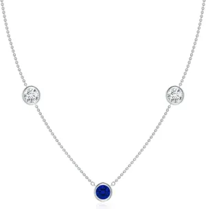 Gold/Platinum silt evaporation imagist sixteenth introduce | Birthday, Engagement, Anniversary, Wedding Jewelry Gift for Women Angara Lab Grown Round Blue Sapphire and Diamond Station Necklace in 14K Solid 