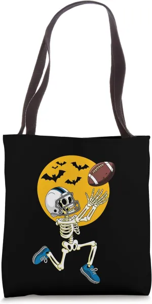 Graphic modernist Tote Bag Halloween Football Skeleton Funny Cartoon Player 