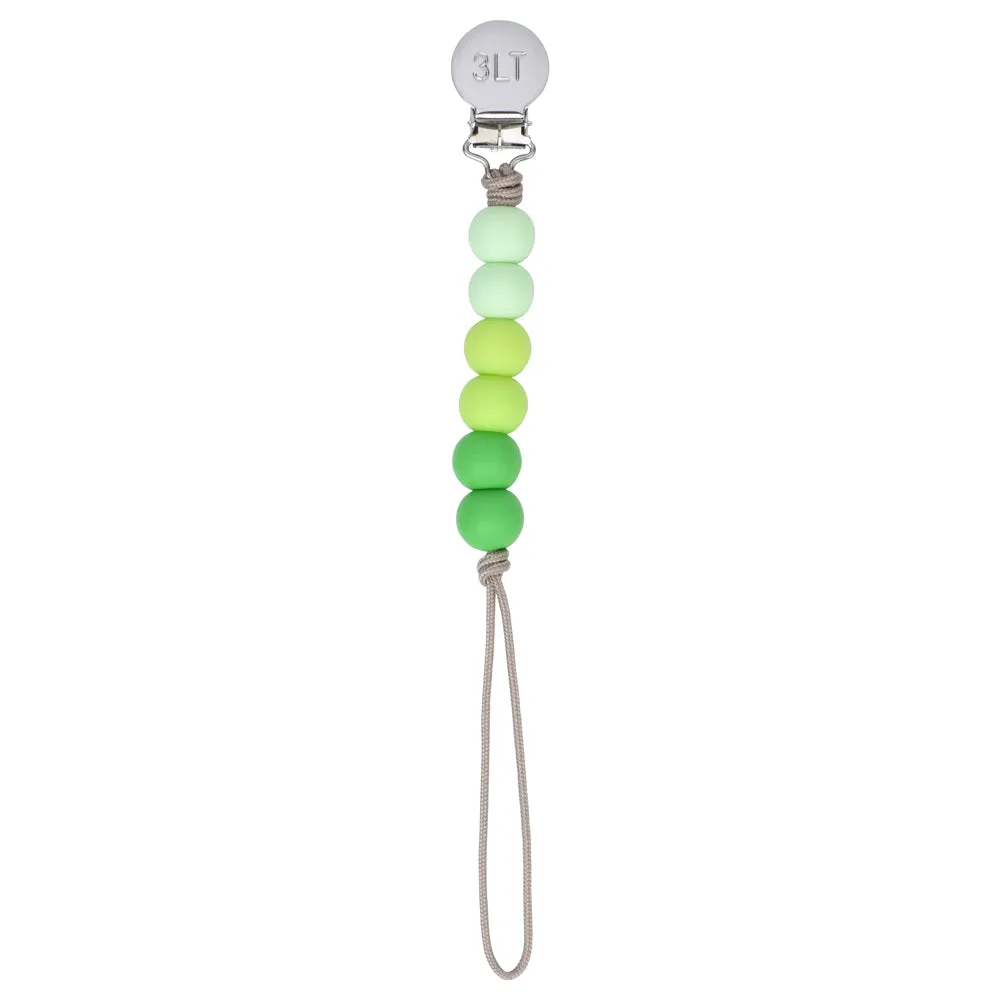 Green Ombre Silicone Beaded Pacifier Clip