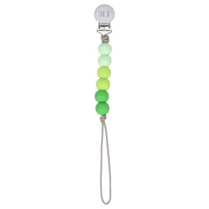 Green Ombre Silicone Beaded Pacifier Clip