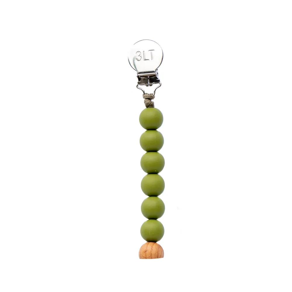 Green Silicone Beaded Pacifier Clip