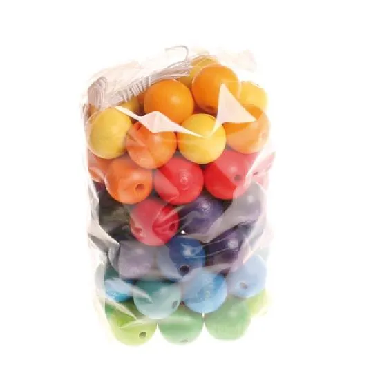 Grimm's Rainbow 20mm Wooden Beads - 60 pieces