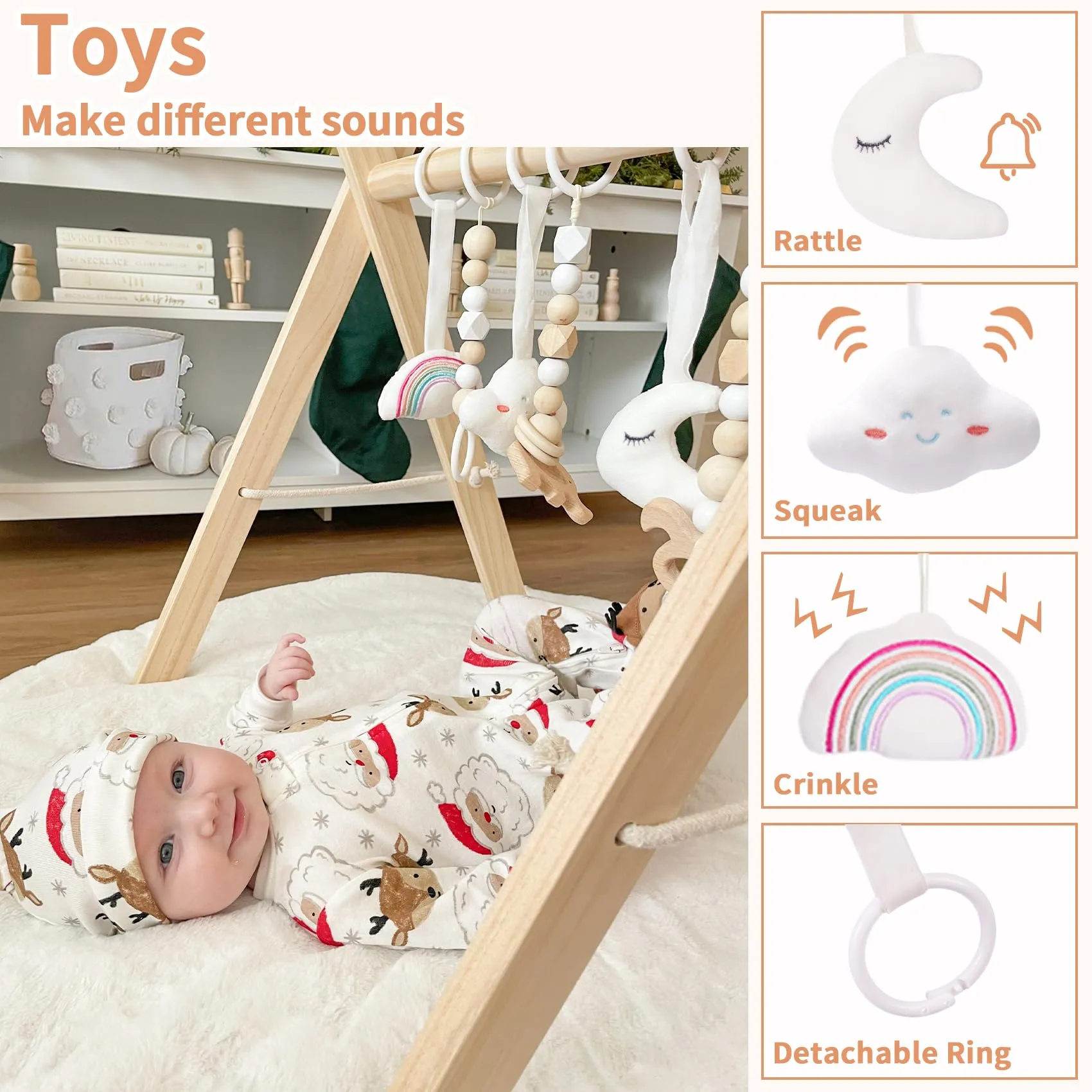 Gym Girls Bar Wide selection Infant Toys Safe transaction Play Dove Wooden and Hanging With Montessori 6 Gym Gift for Boys Foldable Little Baby Activity - - With Newborn