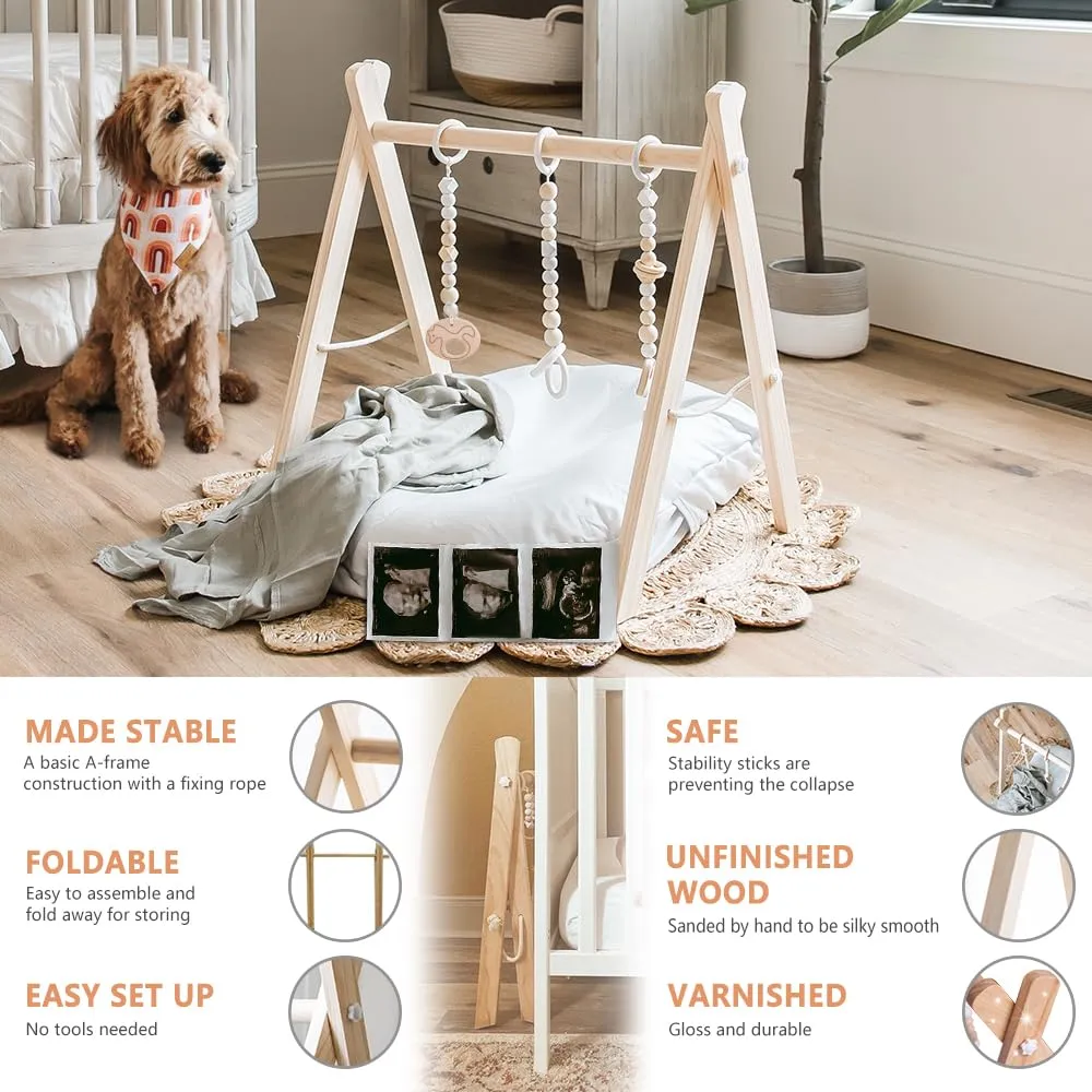Gym Girls Bar Wide selection Infant Toys Safe transaction Play Dove Wooden and Hanging With Montessori 6 Gym Gift for Boys Foldable Little Baby Activity - - With Newborn