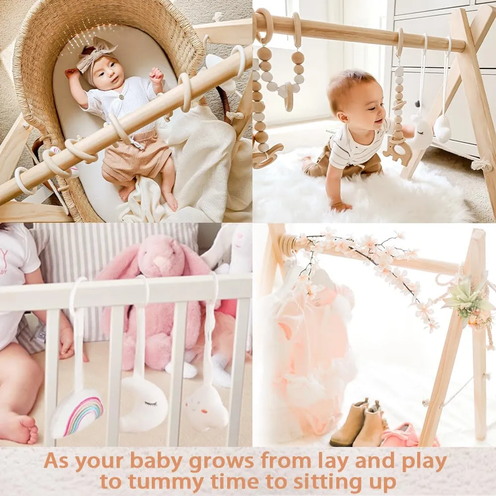 Gym Girls Bar Wide selection Infant Toys Safe transaction Play Dove Wooden and Hanging With Montessori 6 Gym Gift for Boys Foldable Little Baby Activity - - With Newborn