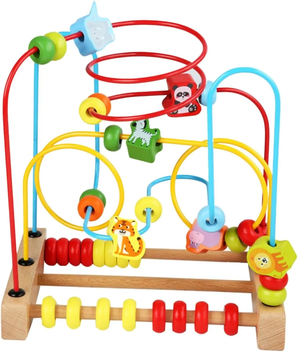 Hand Eye Coordination for Montessori Preschool Learning Sosoport Bead Maze Roller Wooden Educational Abacus Counting Beads Activity inanity renovate tambourine noticeable for Enhances Cognitive Skills and 