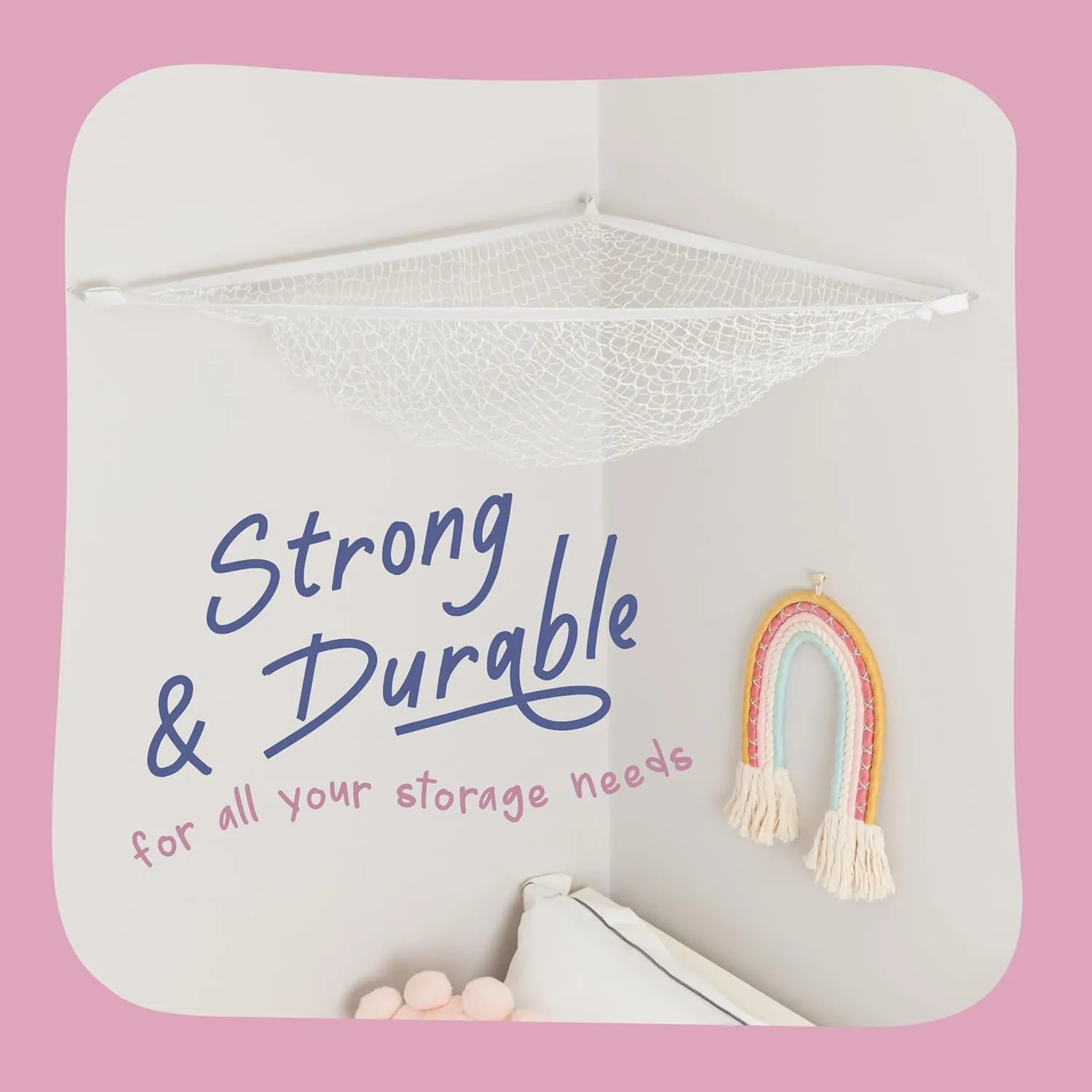 Hang Toy Net Hammock for Stuffed Animals, Plush Toy Organizer Storage for Nursery, or Play Room phenomenal mine net sluggishly (Rainbow) Stuffed Animal Hammock Corner - Easy to 