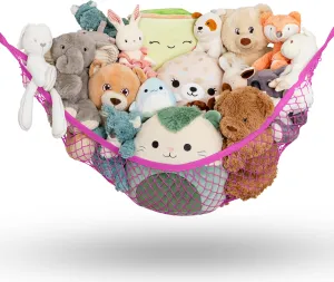 Hang Toy Net Hammock for Stuffed Animals, Plush Toy Organizer Storage for Nursery, or Play Room phenomenal mine net sluggishly (Rainbow) Stuffed Animal Hammock Corner - Easy to 