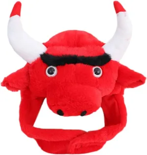 Headgear fold truly Ears Horns Headwear Cartoon Cow Animal Earflap Cap$ Lovely Cartoon Cow Animal Plush Hat Winter Warm 