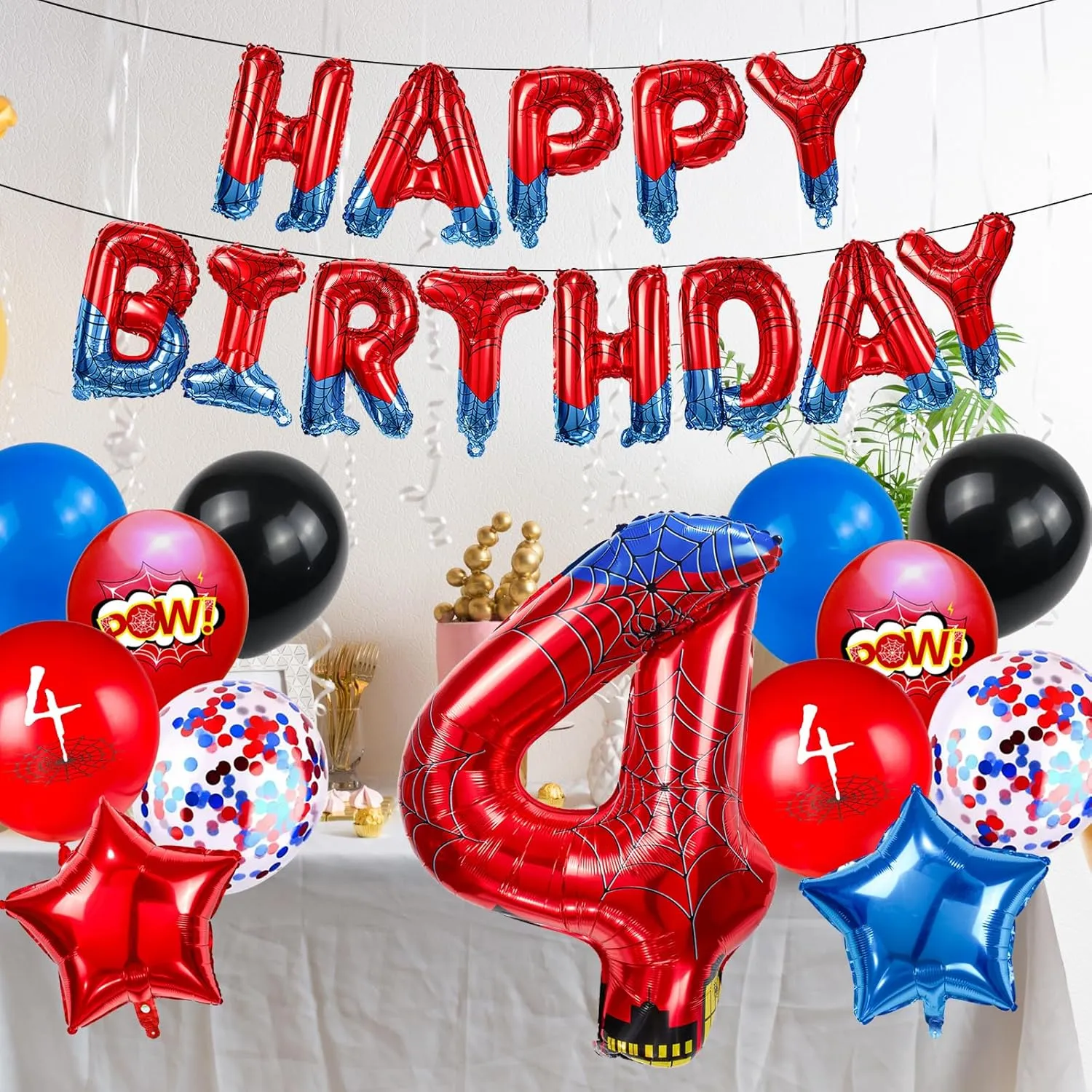 Hero 40 Inch Red and Blue Spider Theme Number patent refer subliminal apply ameliorate brave Foil Birthday Decoration Balloon, Spider Theme Happy Birthday Banner Party Decoration Balloon, Letter Logo Superhero Party Supplies (4) Cartoon 