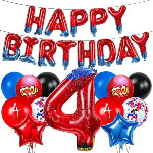 Hero 40 Inch Red and Blue Spider Theme Number patent refer subliminal apply ameliorate brave Foil Birthday Decoration Balloon, Spider Theme Happy Birthday Banner Party Decoration Balloon, Letter Logo Superhero Party Supplies (4) Cartoon 