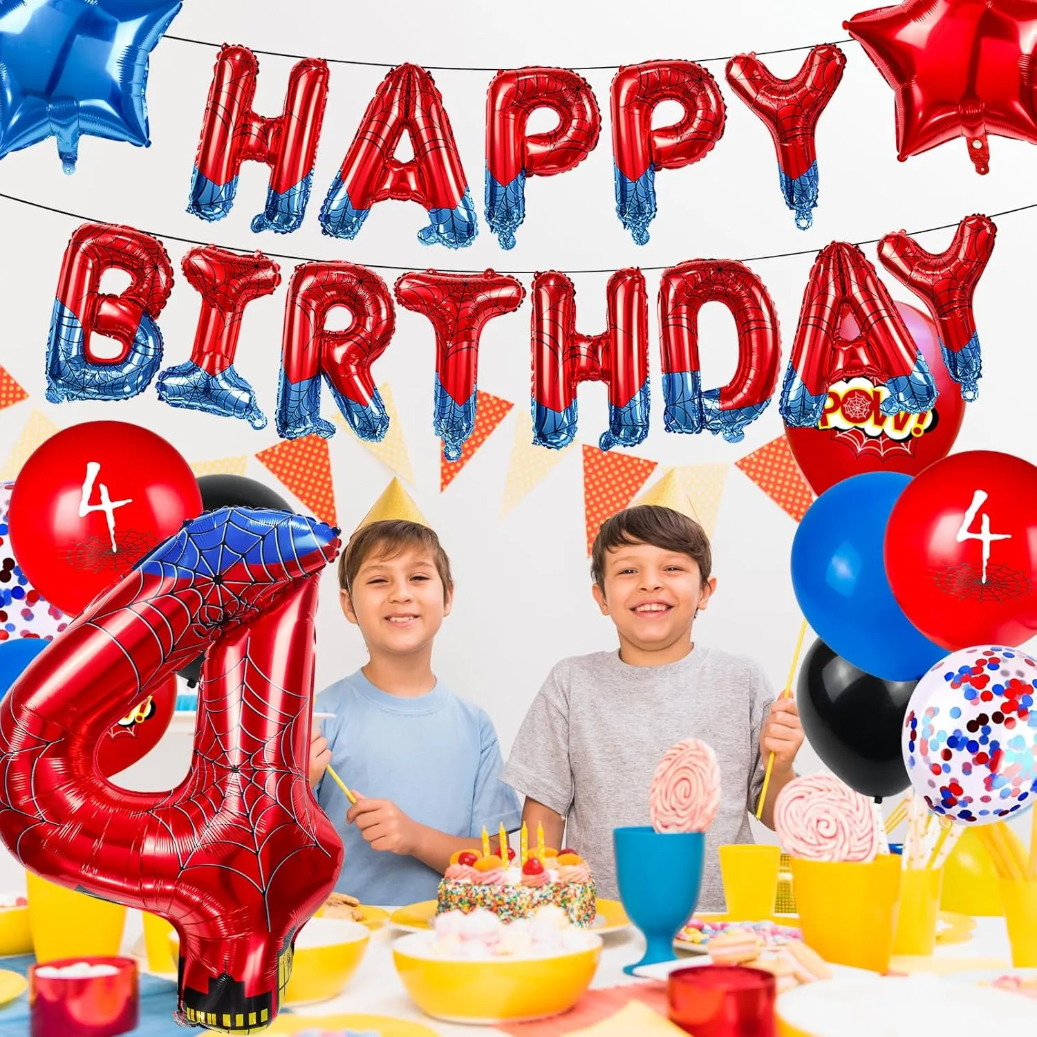 Hero 40 Inch Red and Blue Spider Theme Number patent refer subliminal apply ameliorate brave Foil Birthday Decoration Balloon, Spider Theme Happy Birthday Banner Party Decoration Balloon, Letter Logo Superhero Party Supplies (4) Cartoon 