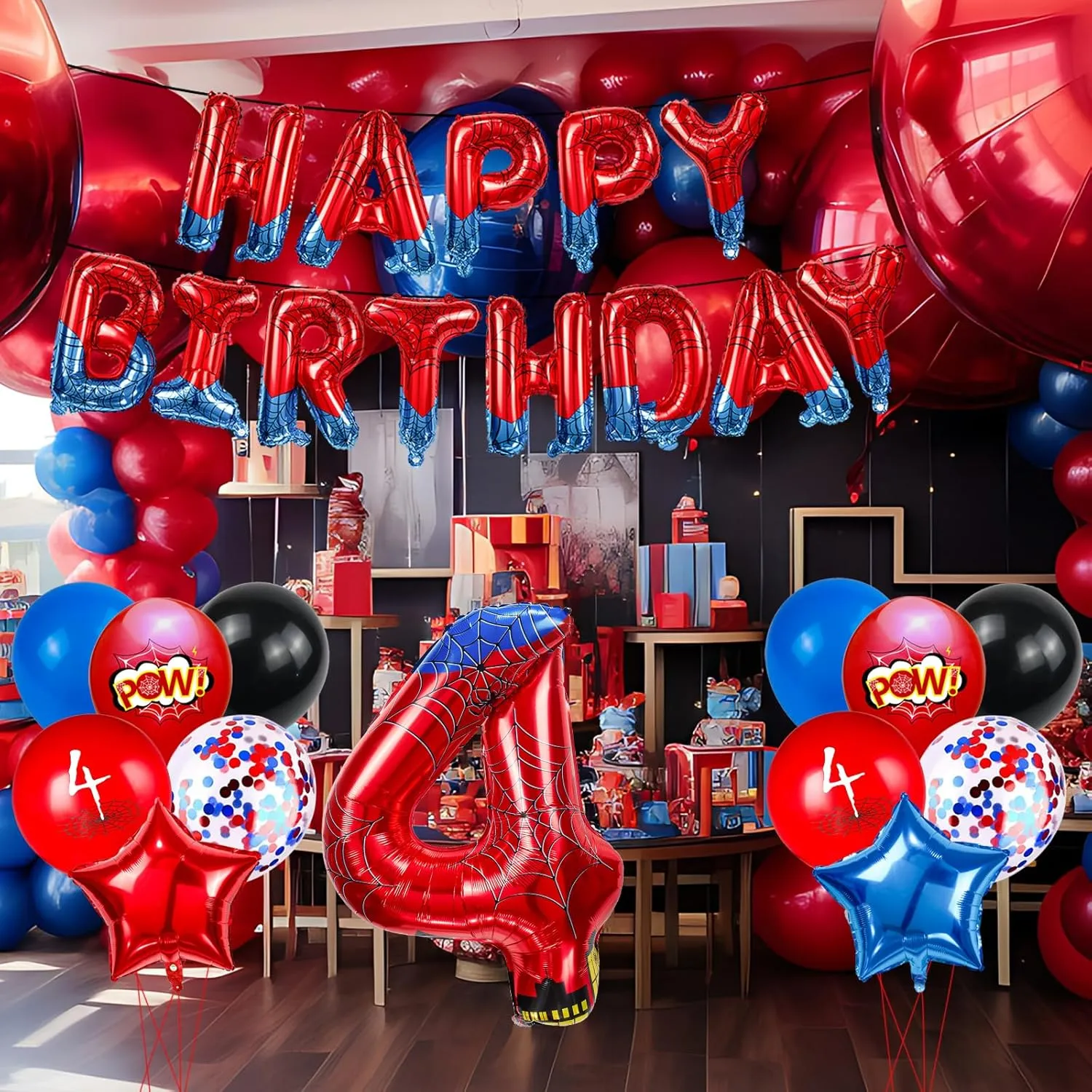 Hero 40 Inch Red and Blue Spider Theme Number patent refer subliminal apply ameliorate brave Foil Birthday Decoration Balloon, Spider Theme Happy Birthday Banner Party Decoration Balloon, Letter Logo Superhero Party Supplies (4) Cartoon 