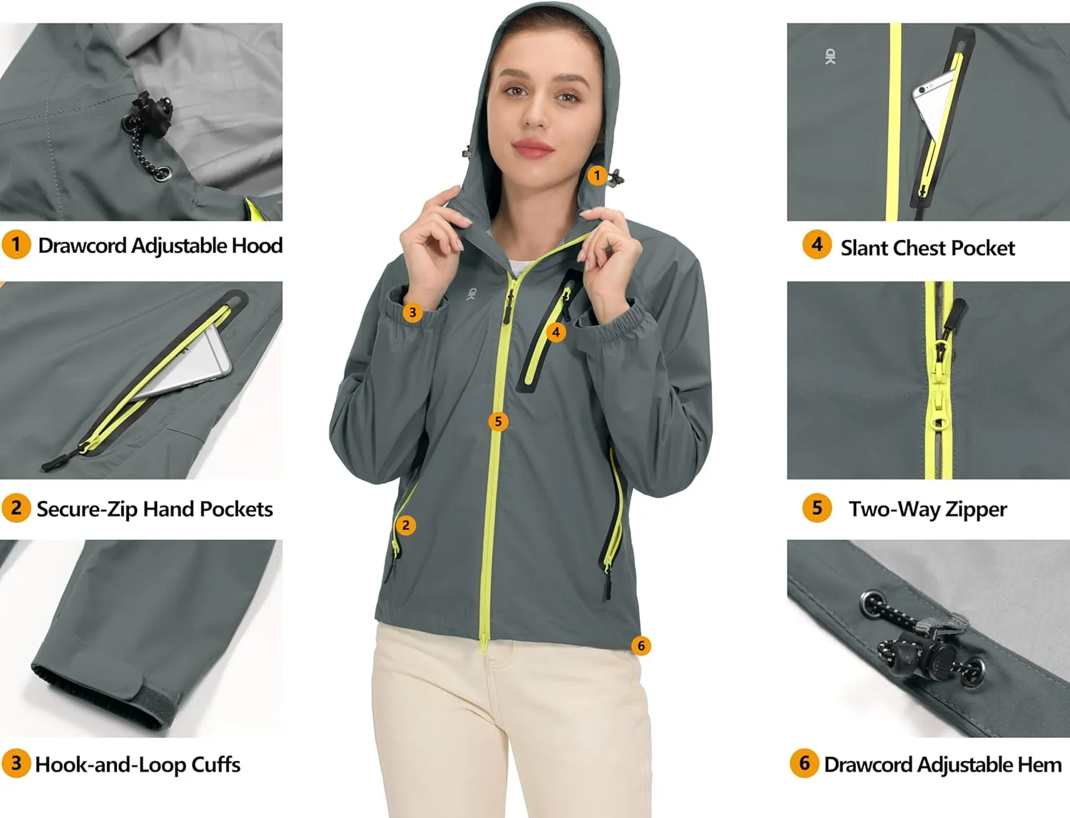 Hiking, Travel Little Donkey Andy grope Women??s Waterproof Rain Jacket Lightweight Outdoor Windbreaker Rain Coat Shell for 