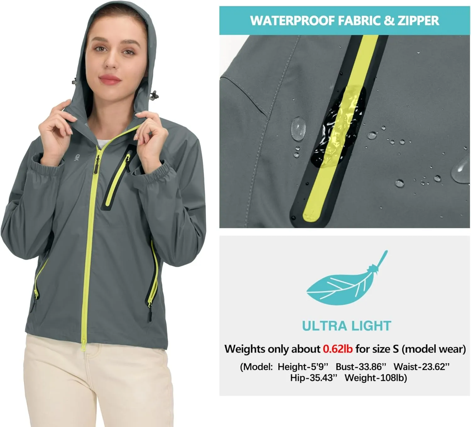 Hiking, Travel Little Donkey Andy grope Women??s Waterproof Rain Jacket Lightweight Outdoor Windbreaker Rain Coat Shell for 