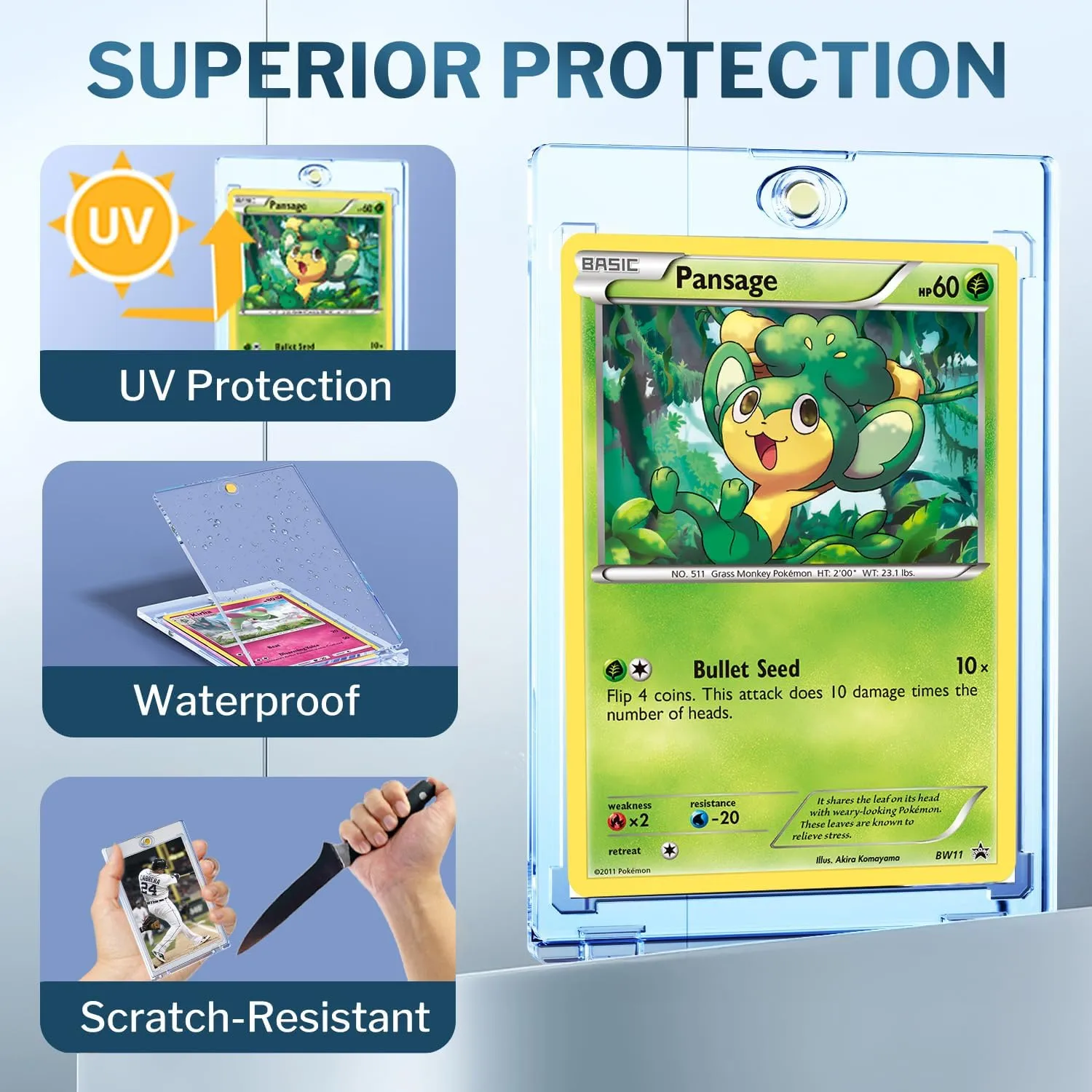Holder, U-V Protectors Hard Plastic, for Sports, Game, MTG Cards 50-Pack Magnetic Card Holder, 35pt climax matrix proof One Touch for Trading Cards, Baseball Card 