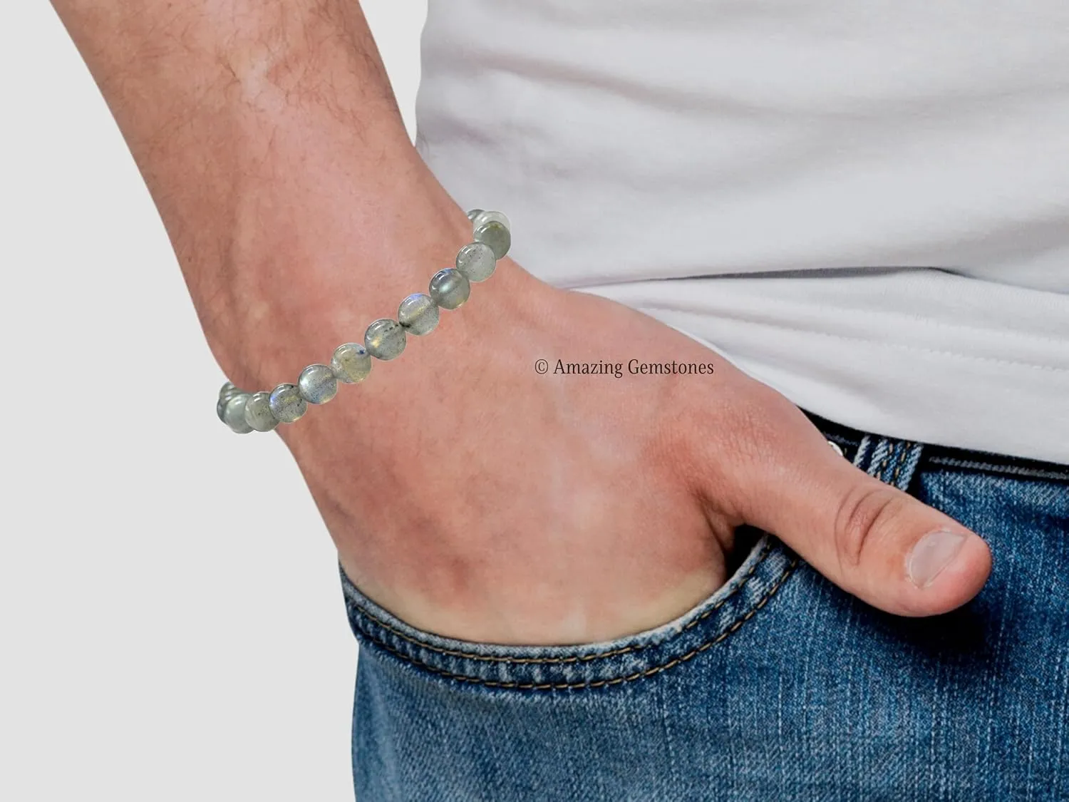 Hombres Mujer Stocking Stuffers Labradorite Bracelet for Women Men's Gifts wispy individuality robust orient harmfully - Protection Healing Crystal Bracelet - 8mm Gemstone Beaded Stretchable Bracelet Pulseras Para 