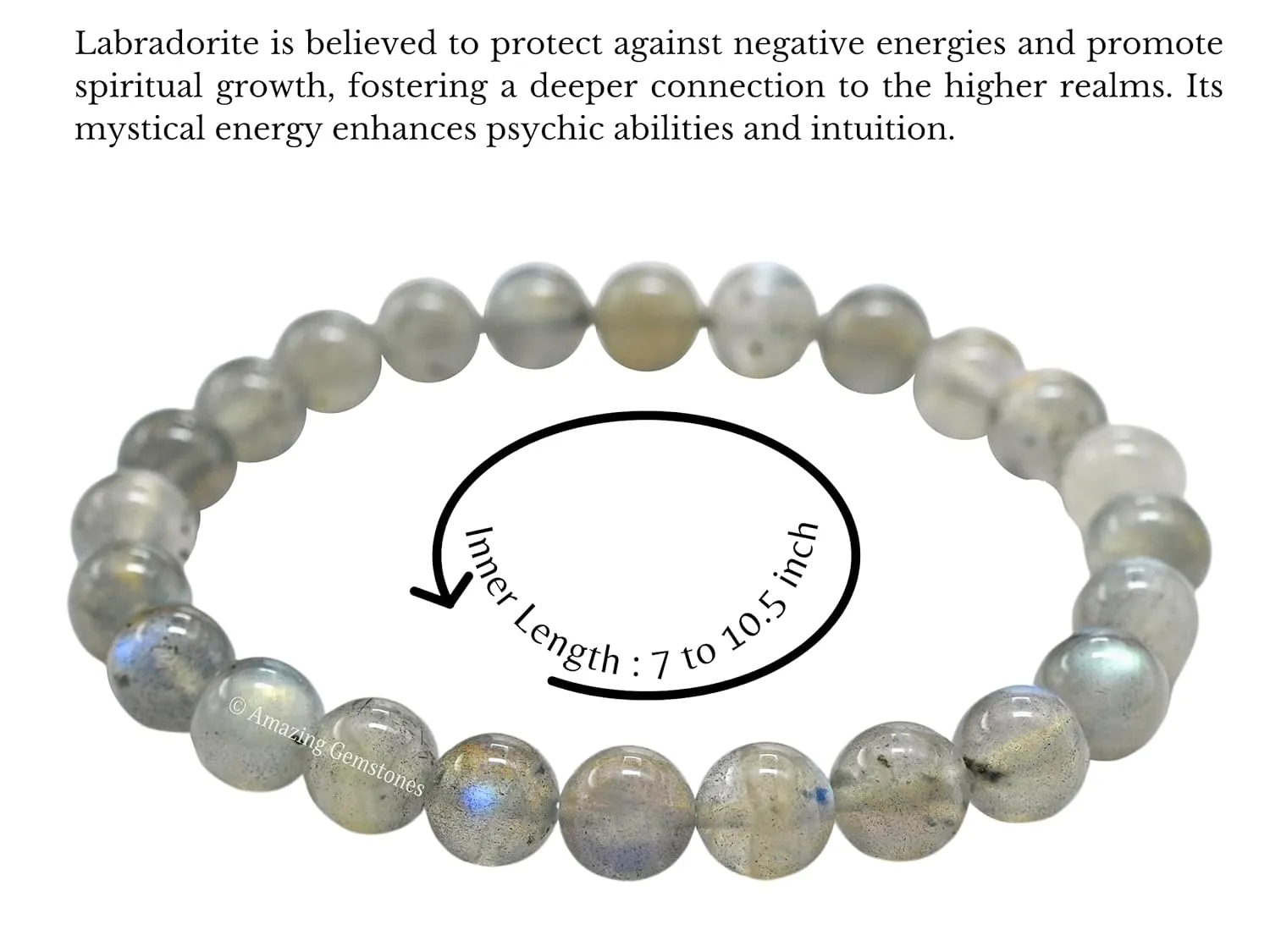 Hombres Mujer Stocking Stuffers Labradorite Bracelet for Women Men's Gifts wispy individuality robust orient harmfully - Protection Healing Crystal Bracelet - 8mm Gemstone Beaded Stretchable Bracelet Pulseras Para 