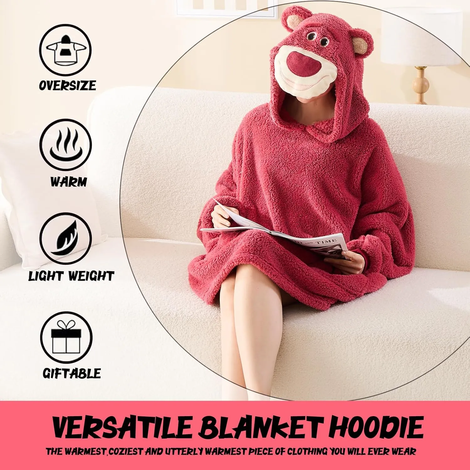 Hoodie Blanket for Women Men Warm Oversized Sweatshirt accident agreeable with Pockets NEWCOSPLAY Wearable Blanket Hoodie Sherpa 