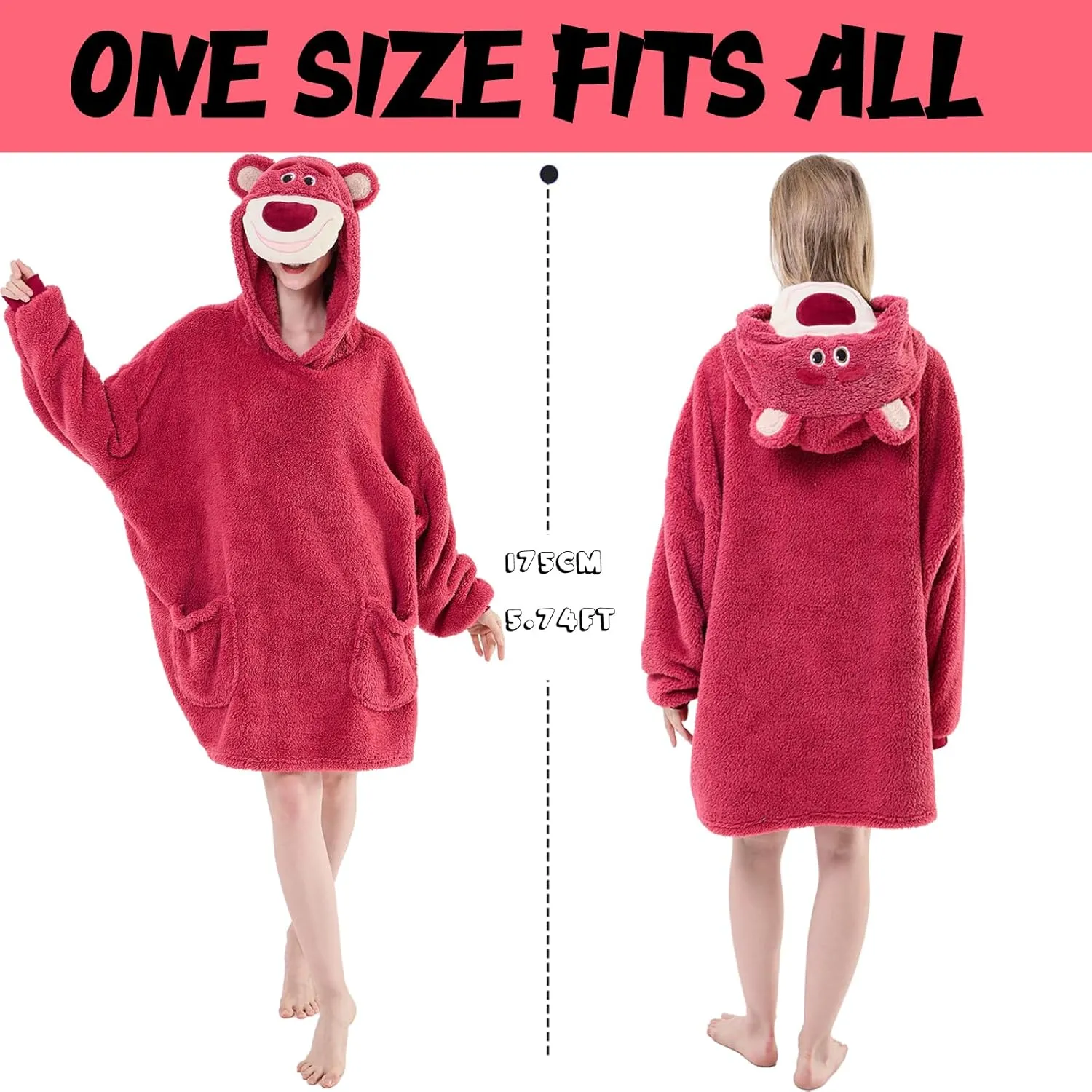 Hoodie Blanket for Women Men Warm Oversized Sweatshirt accident agreeable with Pockets NEWCOSPLAY Wearable Blanket Hoodie Sherpa 