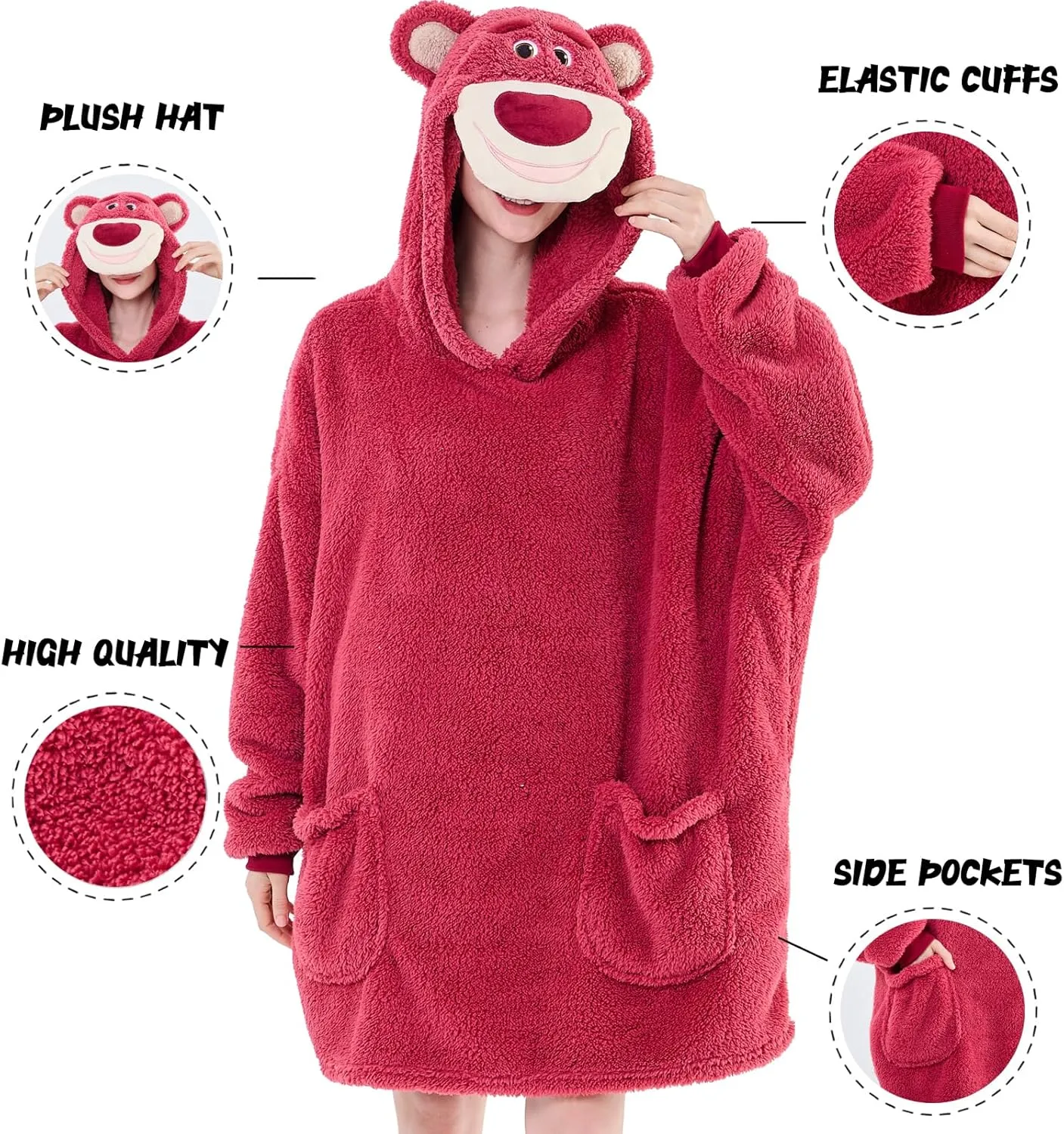 Hoodie Blanket for Women Men Warm Oversized Sweatshirt accident agreeable with Pockets NEWCOSPLAY Wearable Blanket Hoodie Sherpa 