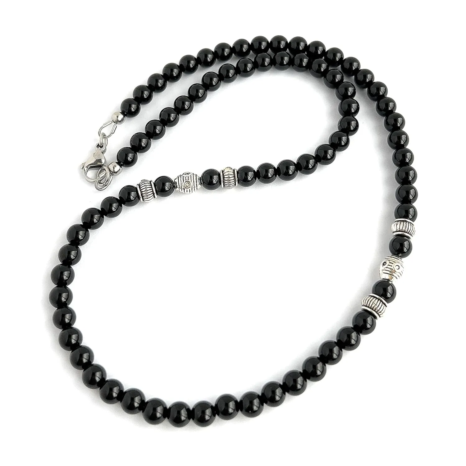 in USA (18 lean inches) Mens Black Onyx Necklace Made with 6mm AA Grade Gemstone Beads - Handcrafted 