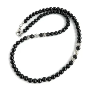 in USA (18 lean inches) Mens Black Onyx Necklace Made with 6mm AA Grade Gemstone Beads - Handcrafted 