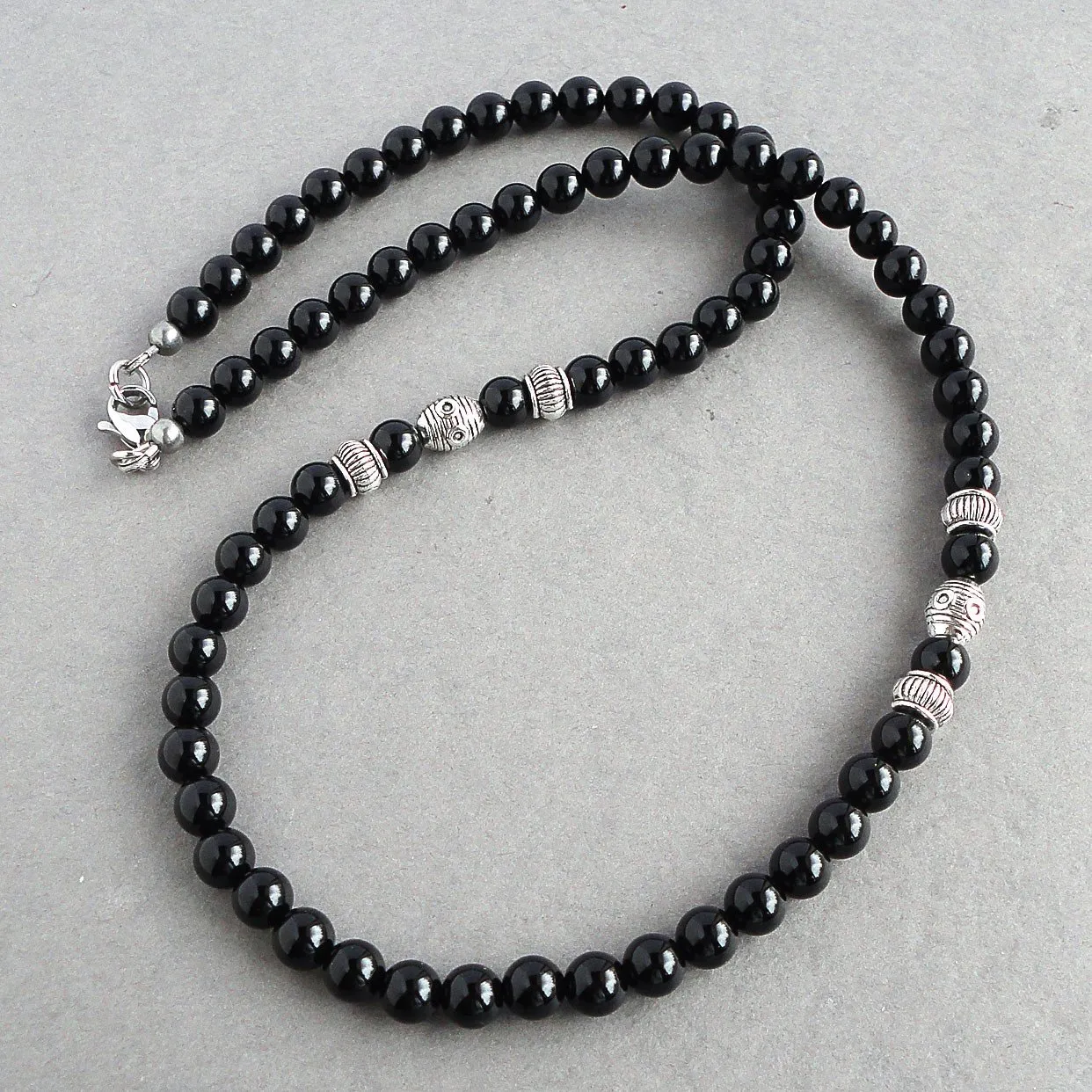 in USA (18 lean inches) Mens Black Onyx Necklace Made with 6mm AA Grade Gemstone Beads - Handcrafted 