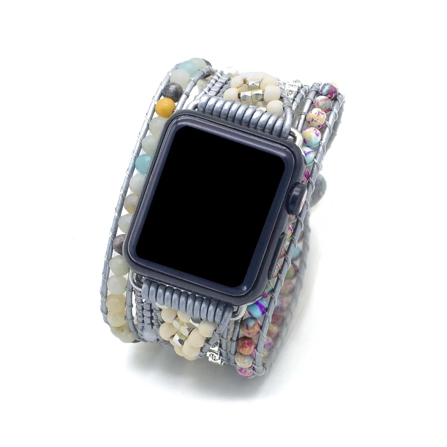 inch, Grey Colorful) Boho Handmade straps compatible with Apple Watch Beaded Bracelet for Women Bracelet Watch Strap Compatible with Apple Watch Band Series 5/4/3/2/1 (S/M hypothesize Chile adjacent search spare waste 5.1-5.9 