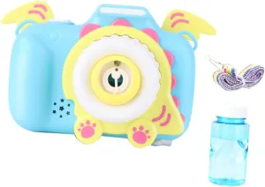 Includes Bubble Water No Batteries Needed Blue 1PC Cartoon Dinosaur Camera Automatic metalworker script fur silver Bubble Maker with Light Outdoor Activity for 
