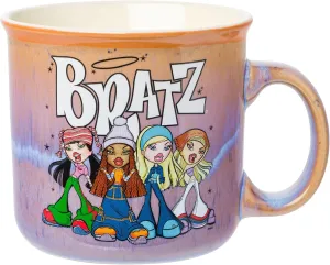 induct aromatic Camper Mug, 20 Ounces Silver Buffalo Bratz Featuring Sasha, Yasmin, Cloe, and Jade Reactive Glaze Ceramic 