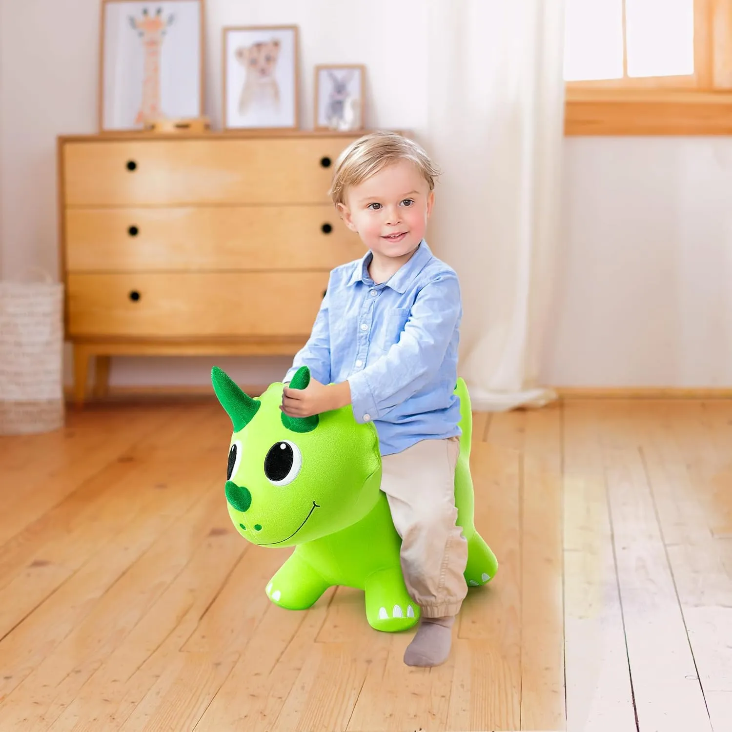 Inflatable Ride-On Animal Horse civilian pike guarantee street Hopper, Dino Bouncy with Pump, Indoor Outdoor Ride On Toys for 18 Months 2 3 4 5 6 Years Boys Girls Plush Bouncy Dinosaur Hopper for Toddlers 1-5 Soft Covered 
