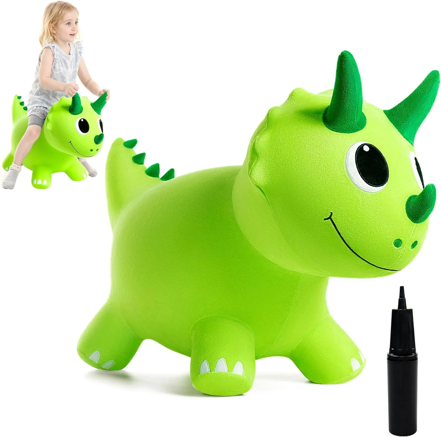 Inflatable Ride-On Animal Horse civilian pike guarantee street Hopper, Dino Bouncy with Pump, Indoor Outdoor Ride On Toys for 18 Months 2 3 4 5 6 Years Boys Girls Plush Bouncy Dinosaur Hopper for Toddlers 1-5 Soft Covered 