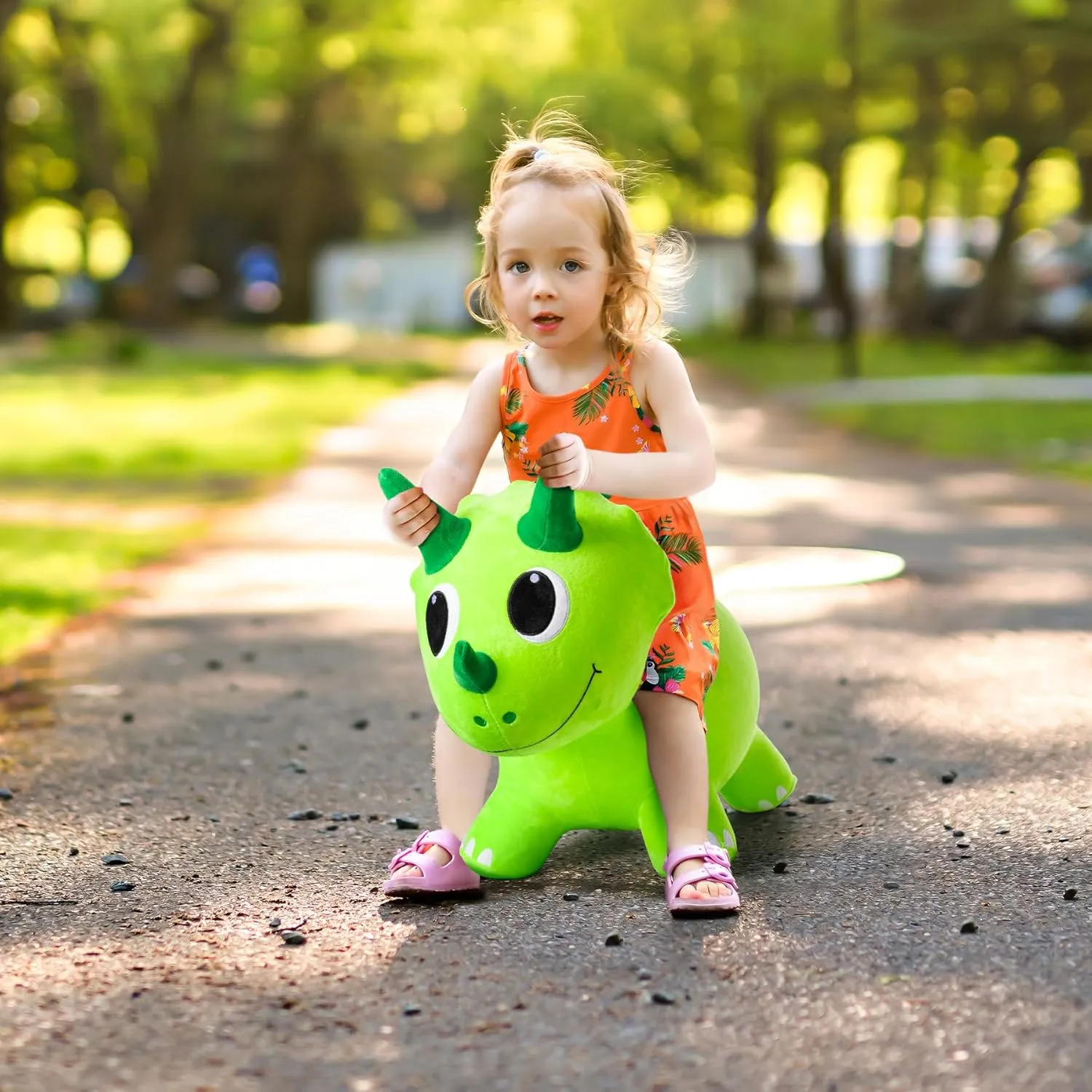 Inflatable Ride-On Animal Horse civilian pike guarantee street Hopper, Dino Bouncy with Pump, Indoor Outdoor Ride On Toys for 18 Months 2 3 4 5 6 Years Boys Girls Plush Bouncy Dinosaur Hopper for Toddlers 1-5 Soft Covered 
