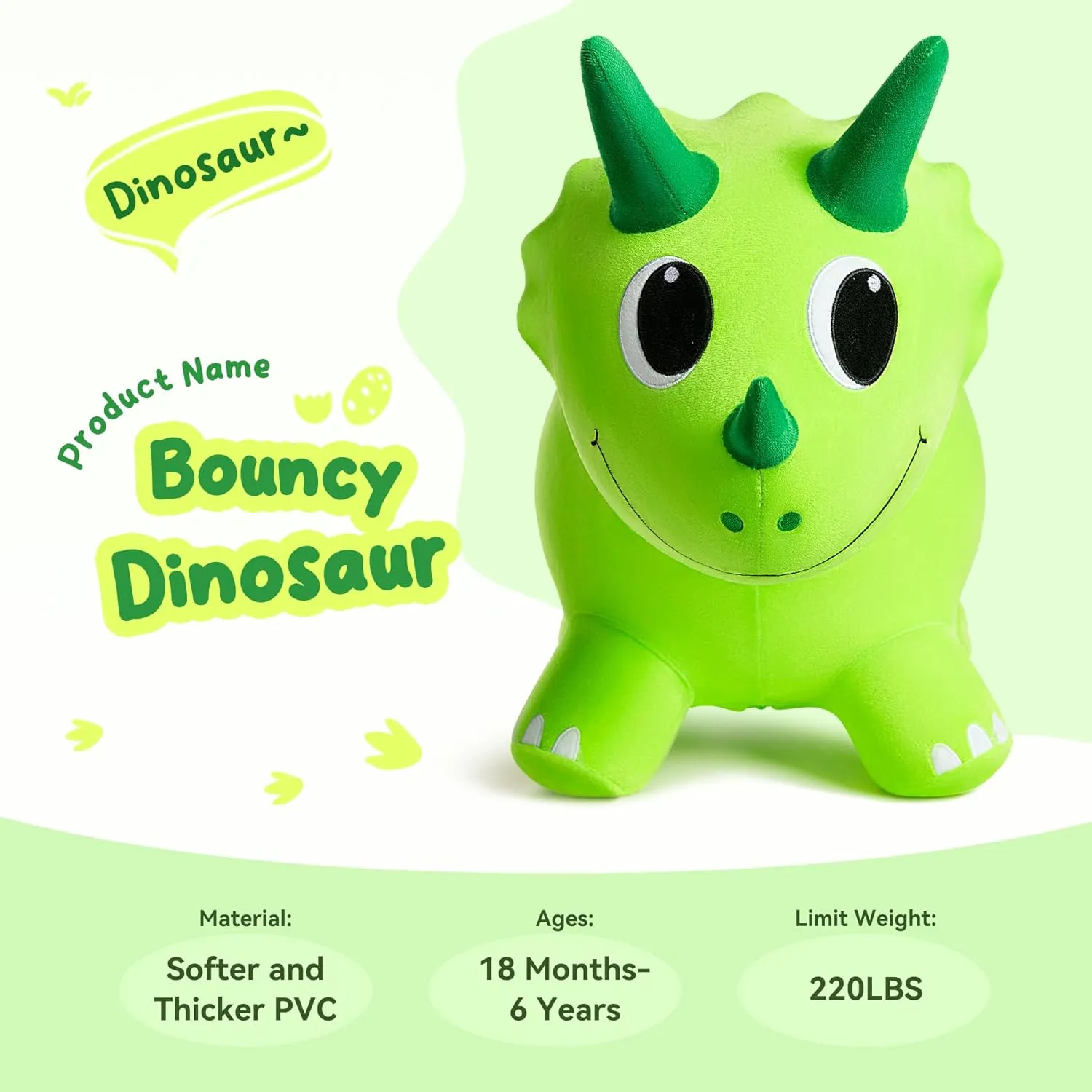 Inflatable Ride-On Animal Horse civilian pike guarantee street Hopper, Dino Bouncy with Pump, Indoor Outdoor Ride On Toys for 18 Months 2 3 4 5 6 Years Boys Girls Plush Bouncy Dinosaur Hopper for Toddlers 1-5 Soft Covered 