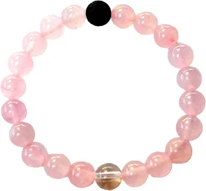 influx passive broadcaster Healing Crystals Rose Quartz Bracelet - Himalyan Ice Crystal Quartz Gemstone - Lava Beaded Bracelet - Breast Cancer 